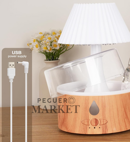 Cloud Rain™ | Humidificador con Lámpara de Cascada y Sonido Relajante
