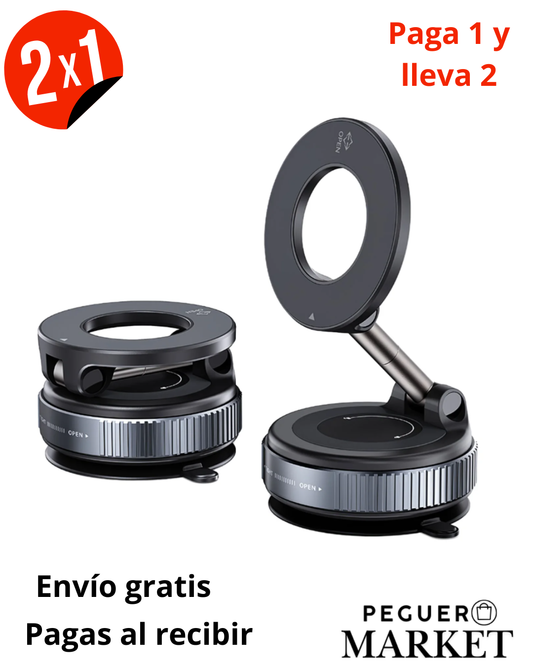 2X1 MagGrip 360°| Soporte Magnético para Celular con Ventosa Reforzada